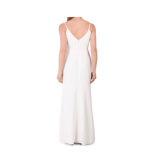 LELA ROSE | 14 | high slit v neck sleeveless gown w/ pearl details at neckline - Picture 4 of 11